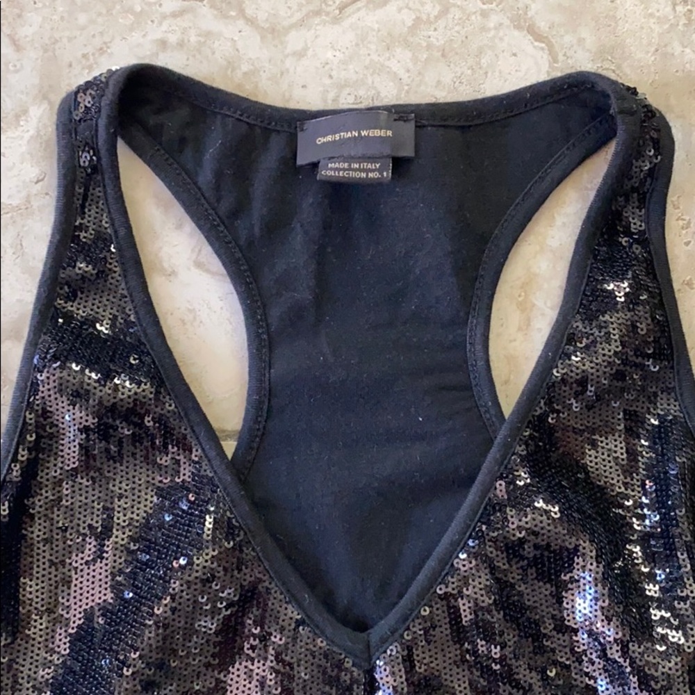 Christian Weber Sequined Racerback Tank Top - Picture 2 of 5